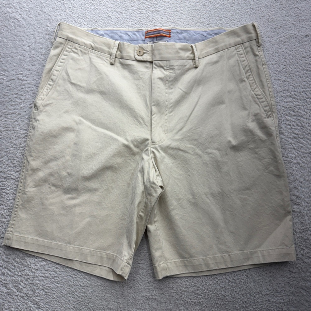 Peter Millar Mens 36 Beige Pima Cotton Flat Front Chino Shorts Classic Golf